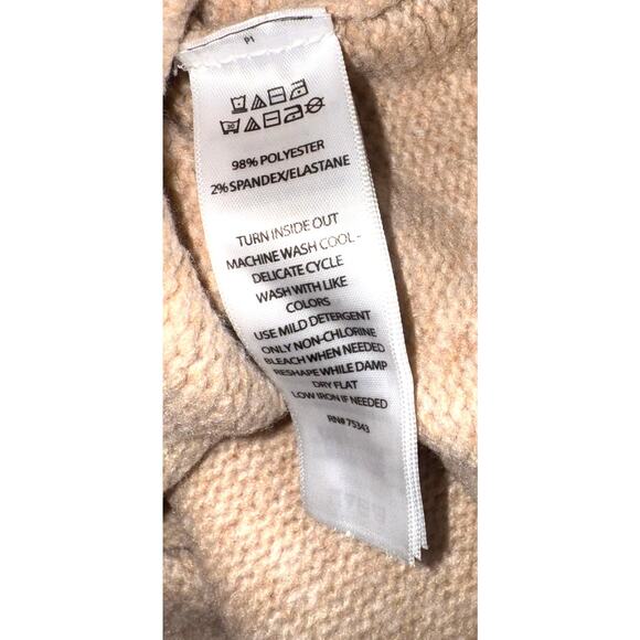 Happily Grey Fringe Sleeve Cropped Sweater Medium Tan Mock Neck - Picture 5 of 5